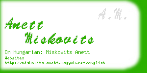 anett miskovits business card